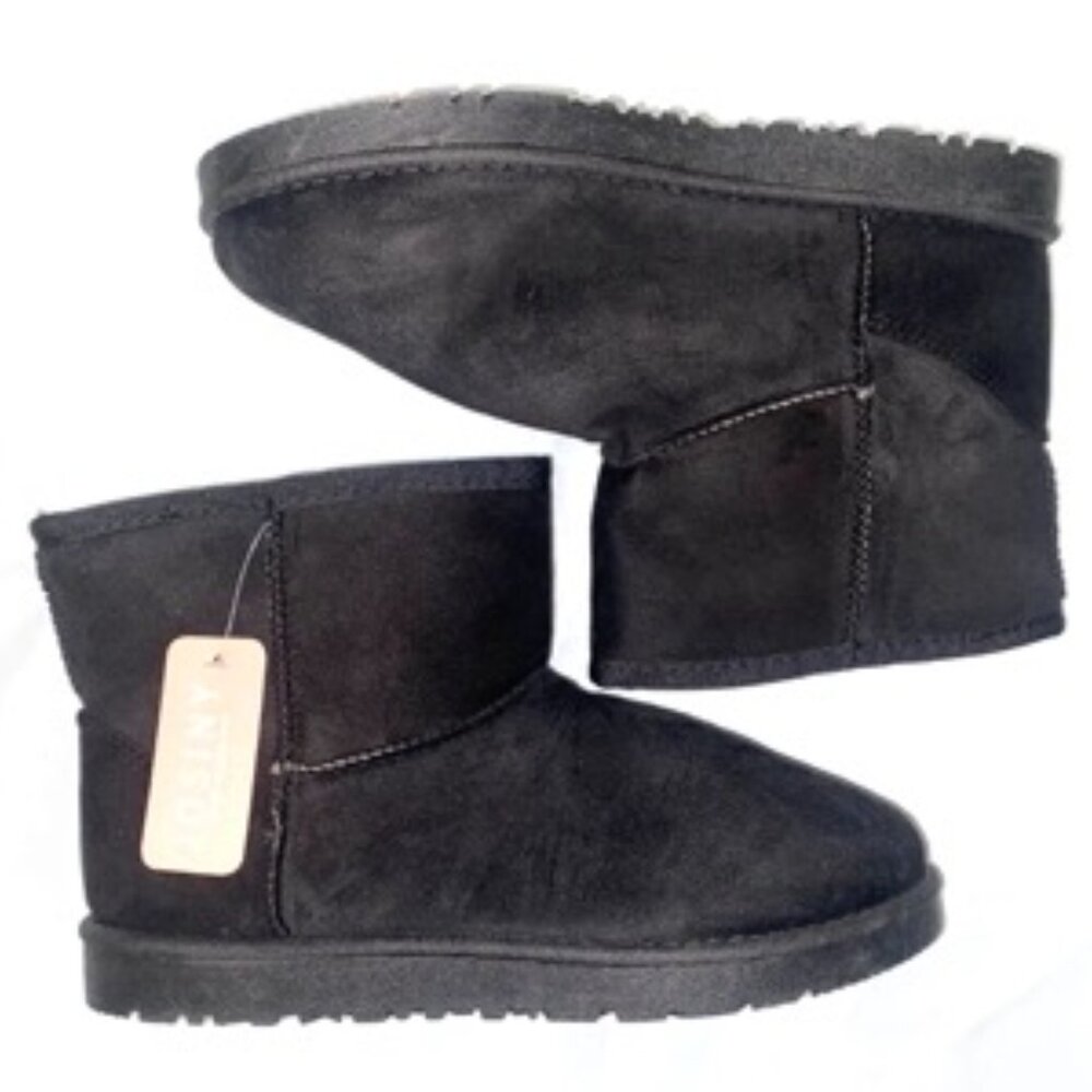 JOSINY Women's Snow Boots, Fur Lined Ankle Bootie Warm Short, Black Size 5